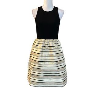 J Crew Sleeveless Fit & Flare Cocktail Special Occasion Dress SZ 2 Black Gold